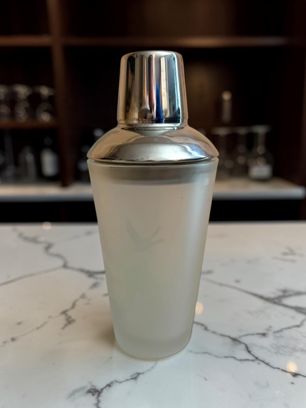 Grey Goose Vodka Frosted Glass Martini Cocktail Shaker Stainless Steel EUC
